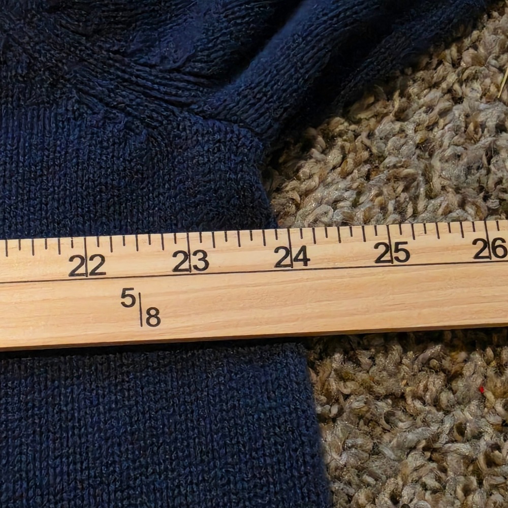 Eddie Bauer Mens XL Navy Blue Quarter Zip Mock Neck Ribbed Knit Pullover Sweater - Picture 6 of 6